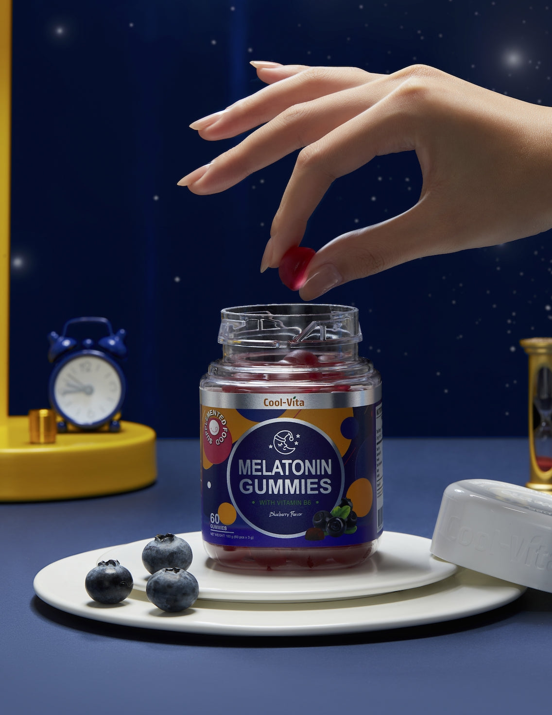 Sỉ 12 hộp Kẹo Dẻo Melatonin Vitamin B6 CoolVita Vị Việt Quất– (60 viên x 3g)/hộp