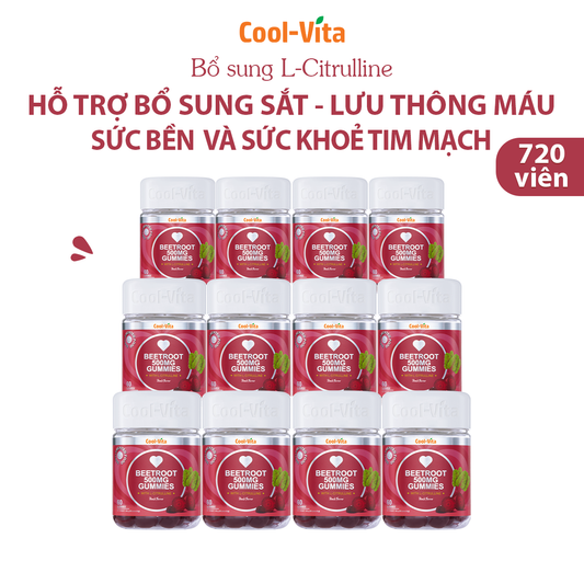Sỉ 12 Hộp Kẹo Dẻo Củ Dền L-Citrulline Coolvita (60 viên x 3g)/hộp