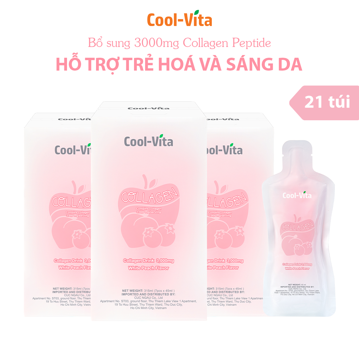 Combo 3 Hộp Collagen Peptide 3000mg Cao Cấp Coolvita