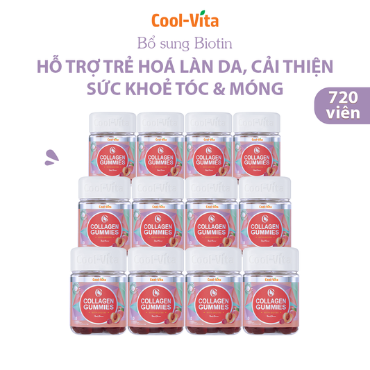 Sỉ 12 hộp Kẹo Dẻo Collagen Biotin CoolVita, (60 viên x 3g)/hộp