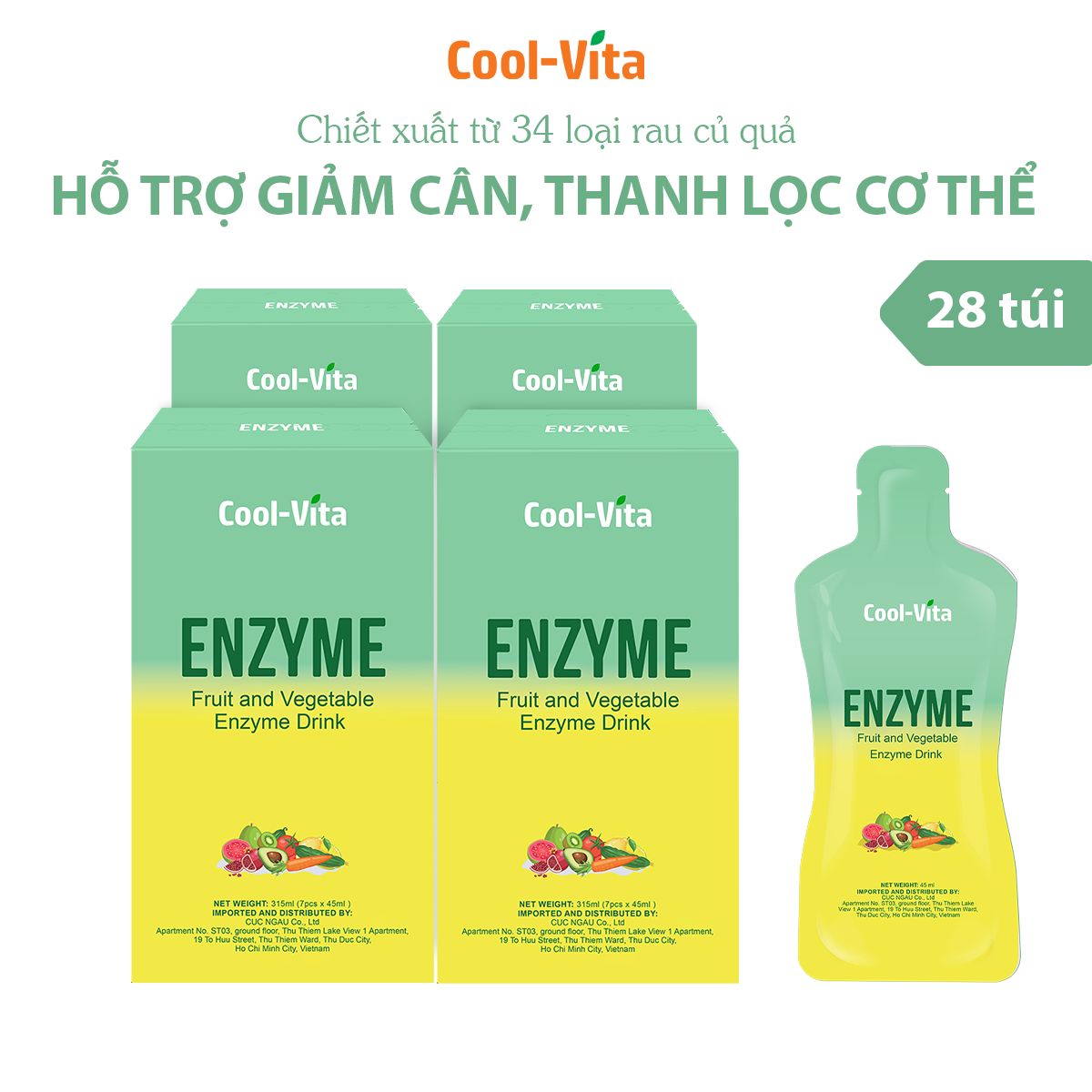 Combo 4 hộp Enzyme Slimkeep Coolvita ( hộp 7 túi )